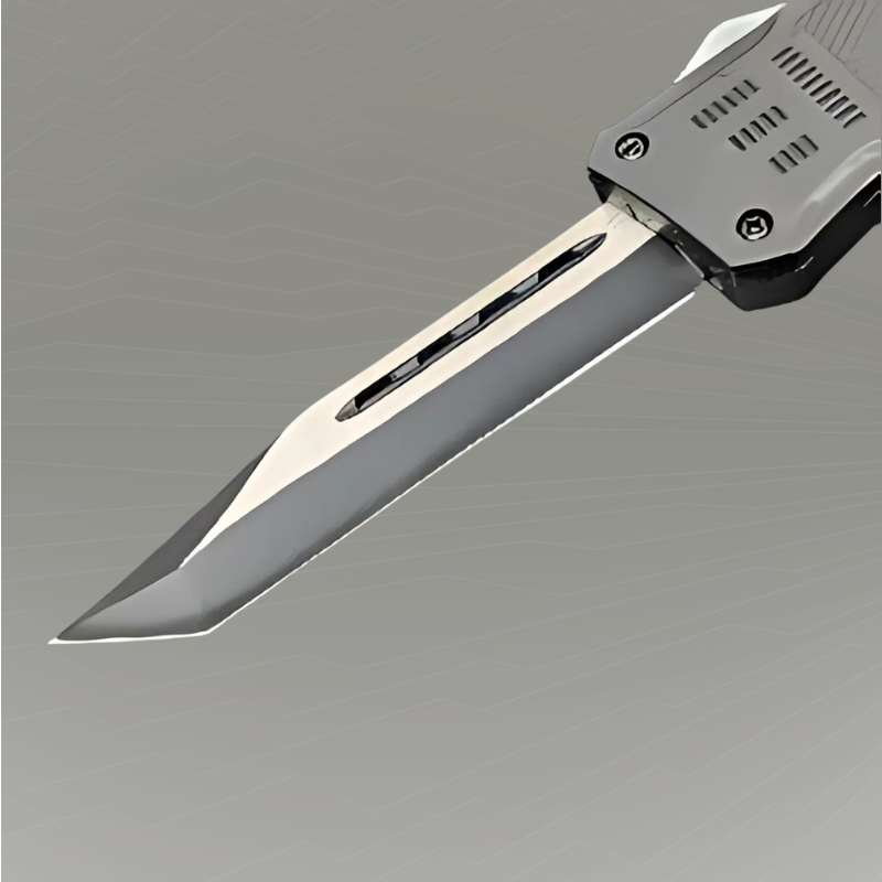 Cutit Automat Cu Arc, Otel Inoxidabil 440, 20.5 cm, Lama 8 cm, Negru, Teaca Cordura, Spargator Sticla