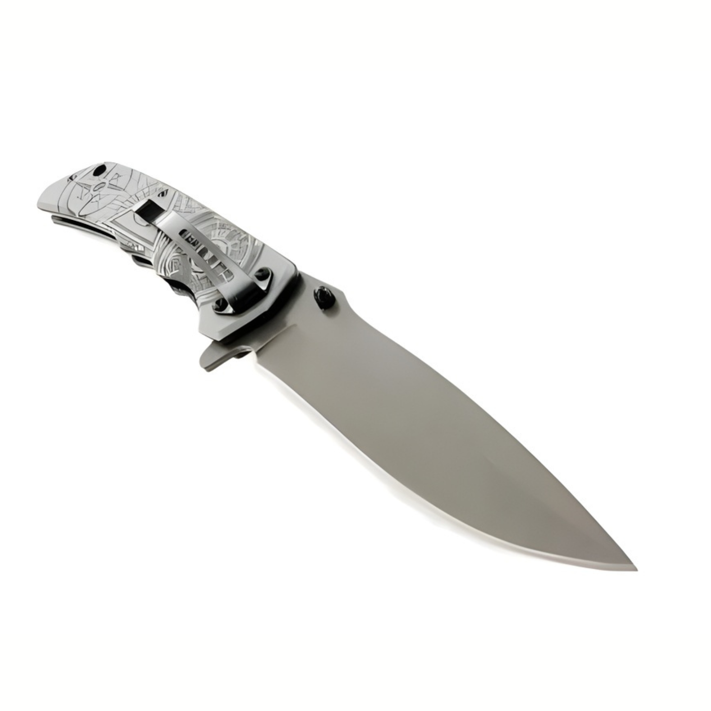 Cutit Pliabil Outdoor 22.5 cm Alb, Lama Inox cu Blocare, Clip Curea, Cutit Multifunctional pentru Camping, Drumetii