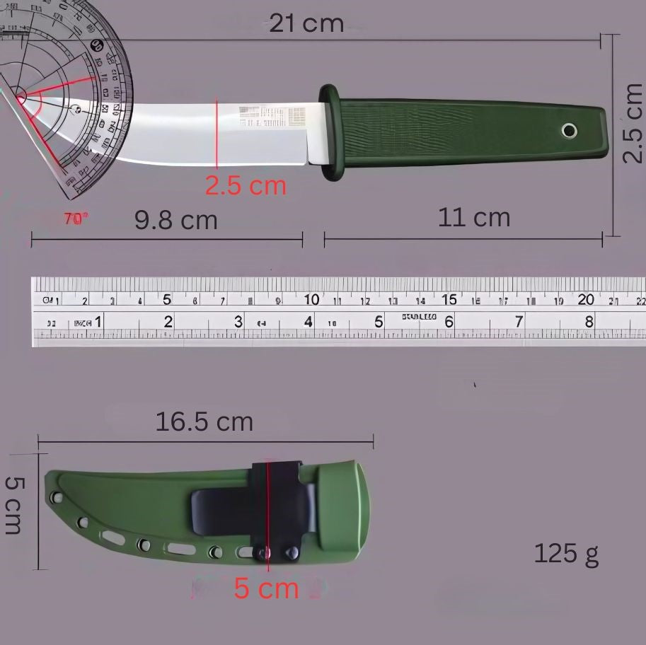 Cutit Vanatoare Pumnal 440C, Lama Otel Inoxidabil, Husa Protectie, Verde Masliniu, 21 cm