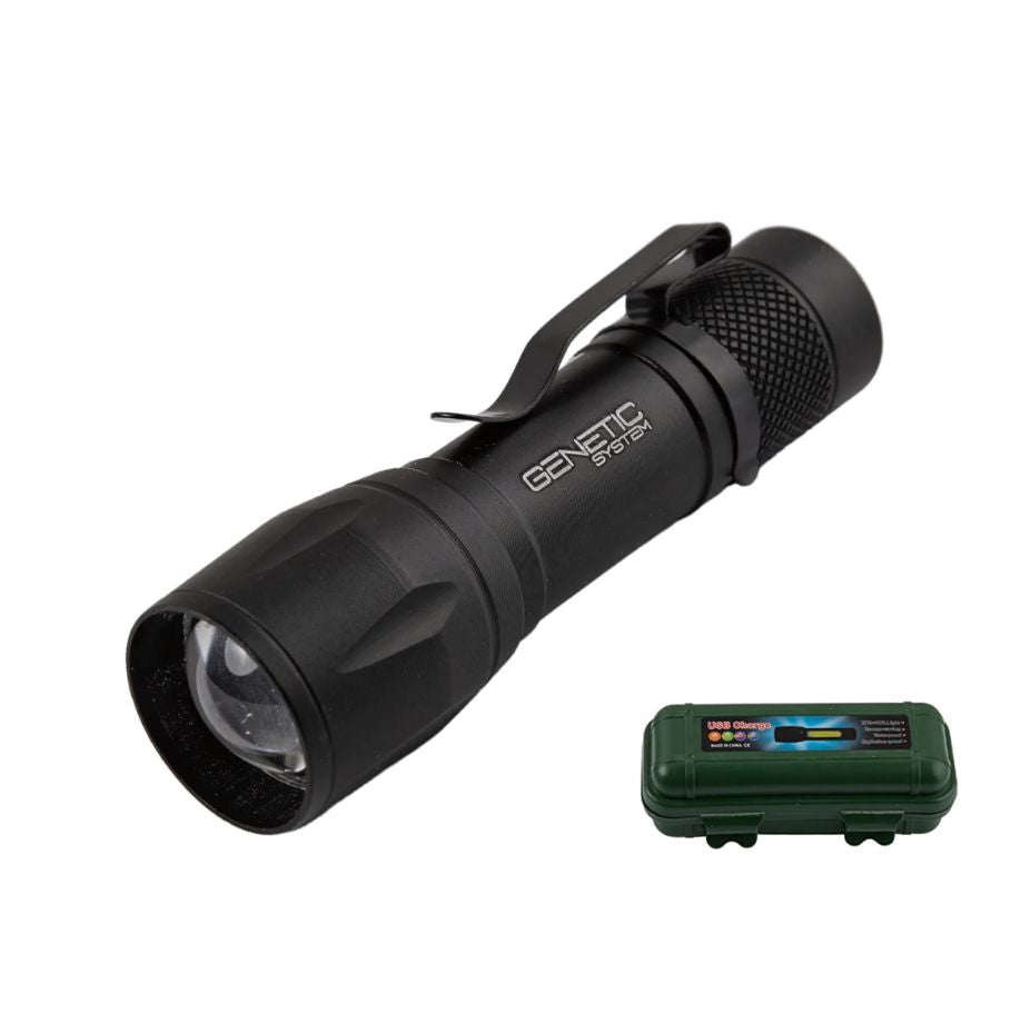 Lanterna LED CREE + COB, Zoom, 1000 Lumeni, Aluminiu, Rezistenta Apa, USB, 10 cm