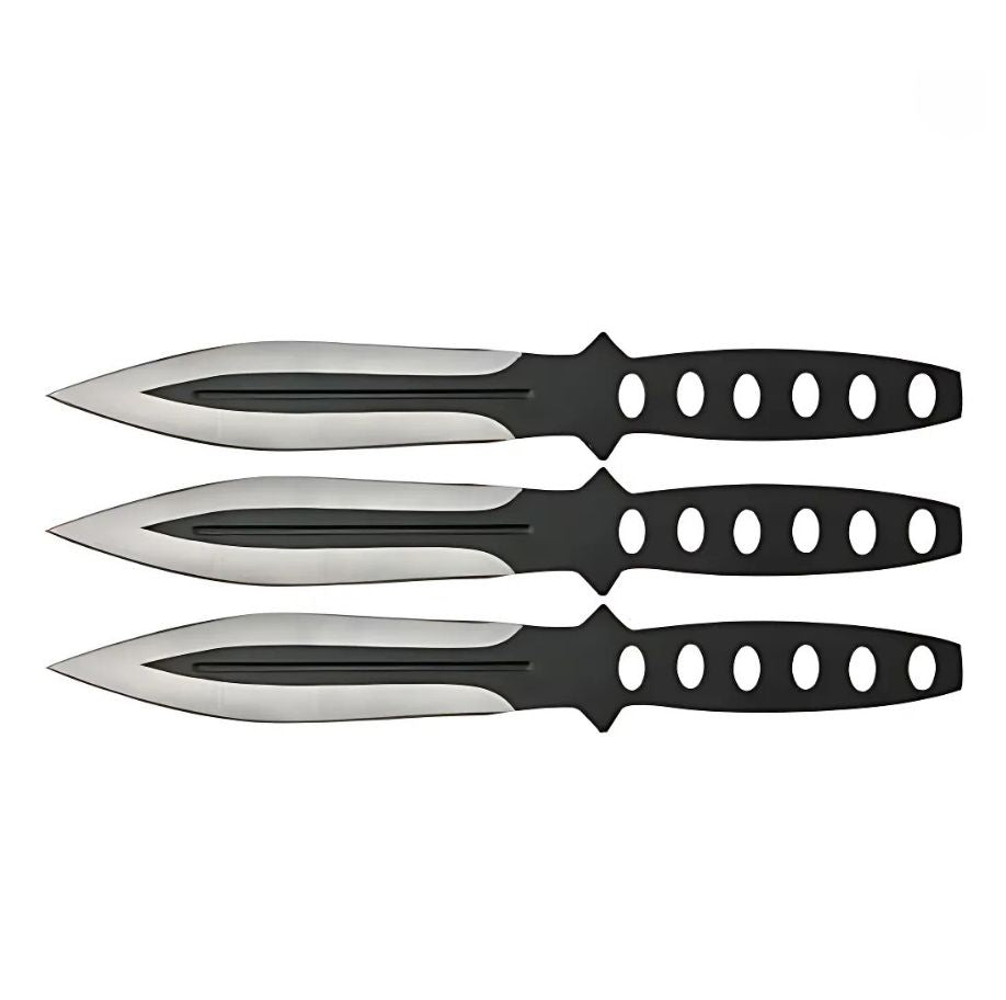 Set 3 Cutite De Aruncat Ballistic Blades, 22.5 cm, Negru, Otel Inoxidabil, Husa Cordura Inclusa