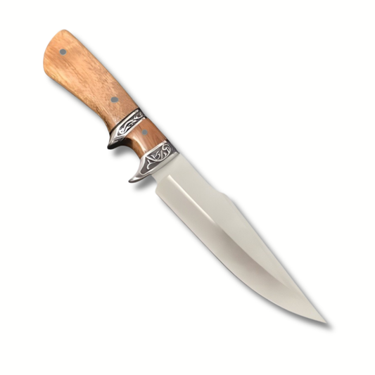 Cutit Camping Full Tang 31 cm, Cutit Supravietuire cu Maner Lemn, Lama Fixa pentru Outdoor, Drumetii, Vanatoare, Bushcraft