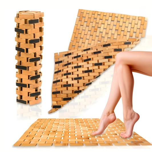 Covor de Baie din Bambus Natural 50x80 cm, Covoras Antiderapant din Lemn pentru Baie, Spa & Dus