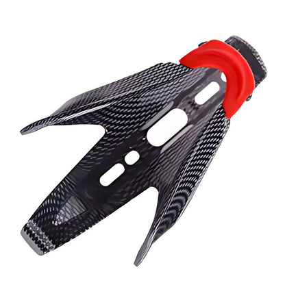 Suport universal bidon bicicleta, plastic dur imitatie carbon, compatibil MTB, sosea, cross, fixare sigura, usor si rezistent