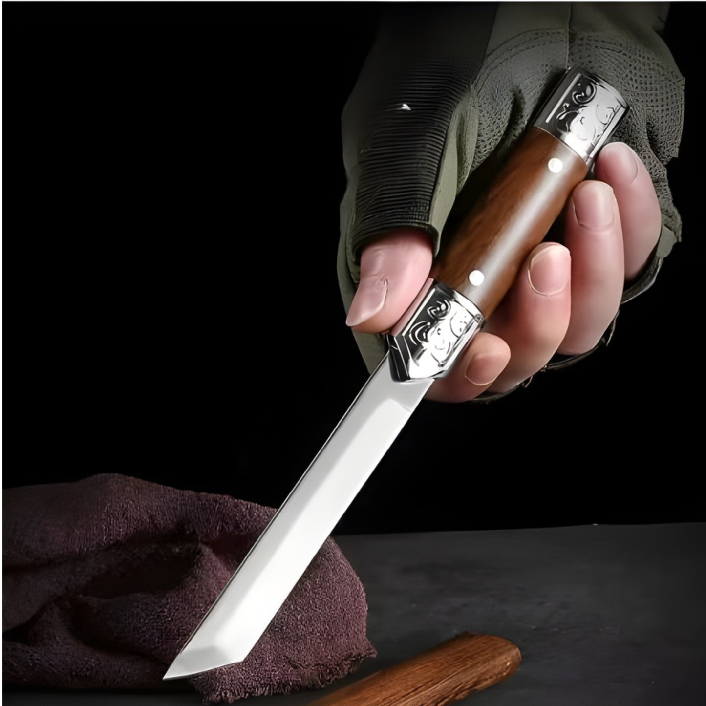 Cutit Decorativ Tip Katana Tanto 19.5 cm, Lama Inox, Maner Ergonomic, Cutit Outdoor si de Colectie cu Husa