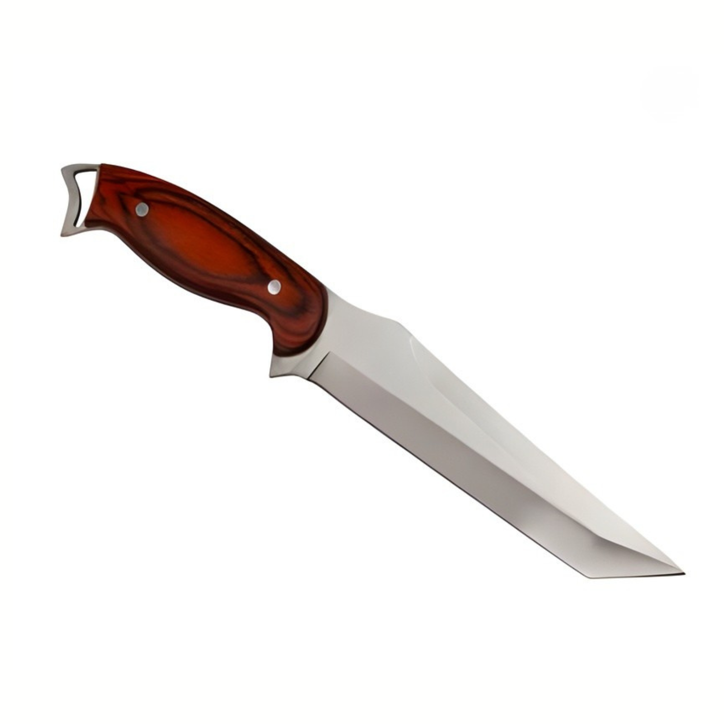 Cutit Outdoor Full Tang 30 cm Tip Tanto, Lama Fixa Inox, Maner Lemn si Otel, Husa Inclusa pentru Camping si Drumetii