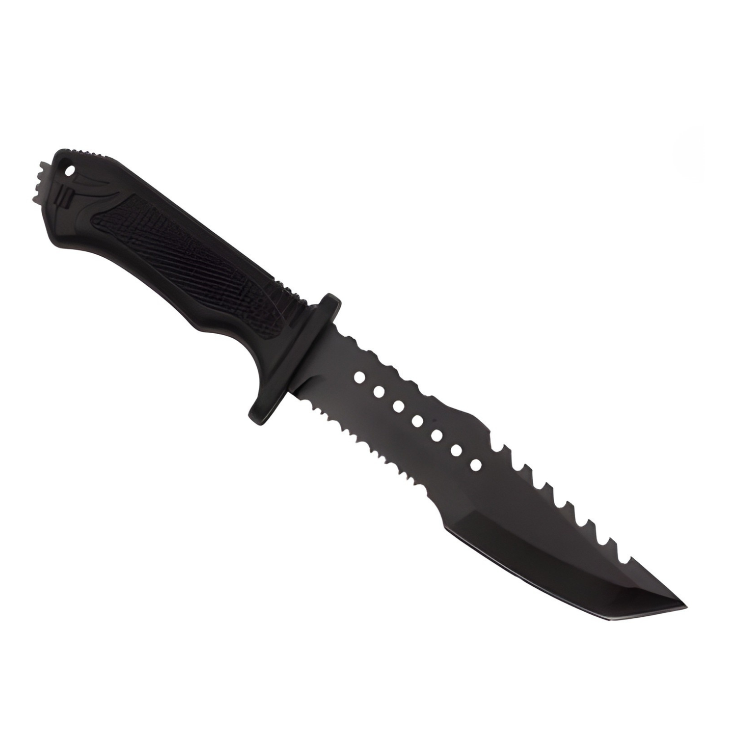 Cutit camping Cribeau, lama fixa otel inoxidabil, strat negru, maner antiderapant, 31cm