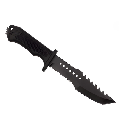 Cutit camping Cribeau, lama fixa otel inoxidabil, strat negru, maner antiderapant, 31cm
