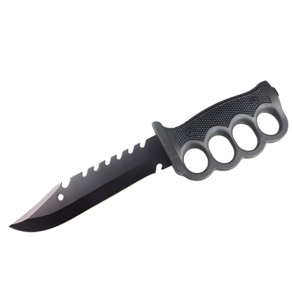 Cutit camping 33 cm Lama Fixa Otel Inoxidabil, Maner Antiderapant, Teaca Inclusa cu Fluier, Cremene si Busola