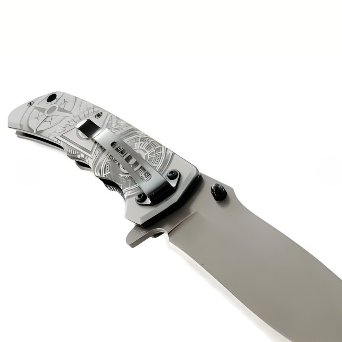 Cutit Pliabil Outdoor 22.5 cm Alb, Lama Inox cu Blocare, Clip Curea, Cutit Multifunctional pentru Camping, Drumetii