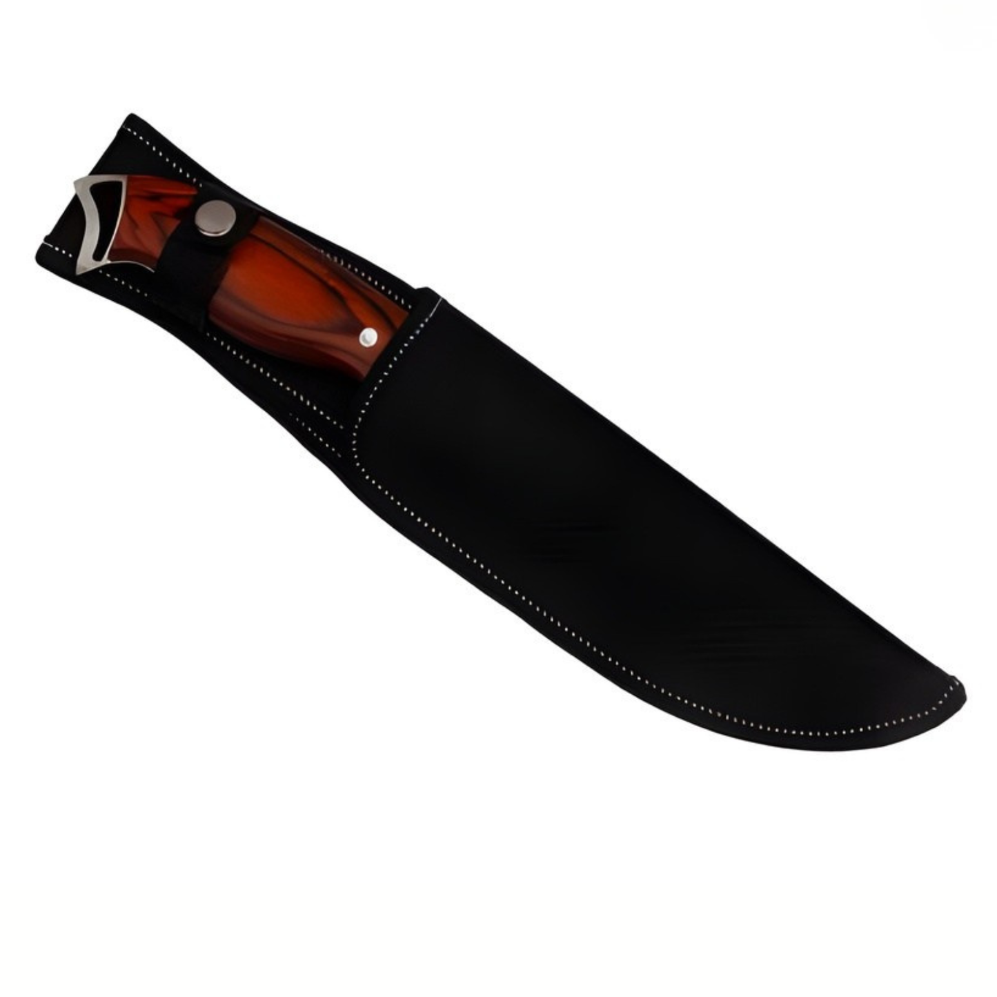 Cutit Outdoor Full Tang 30 cm Tip Tanto, Lama Fixa Inox, Maner Lemn si Otel, Husa Inclusa pentru Camping si Drumetii