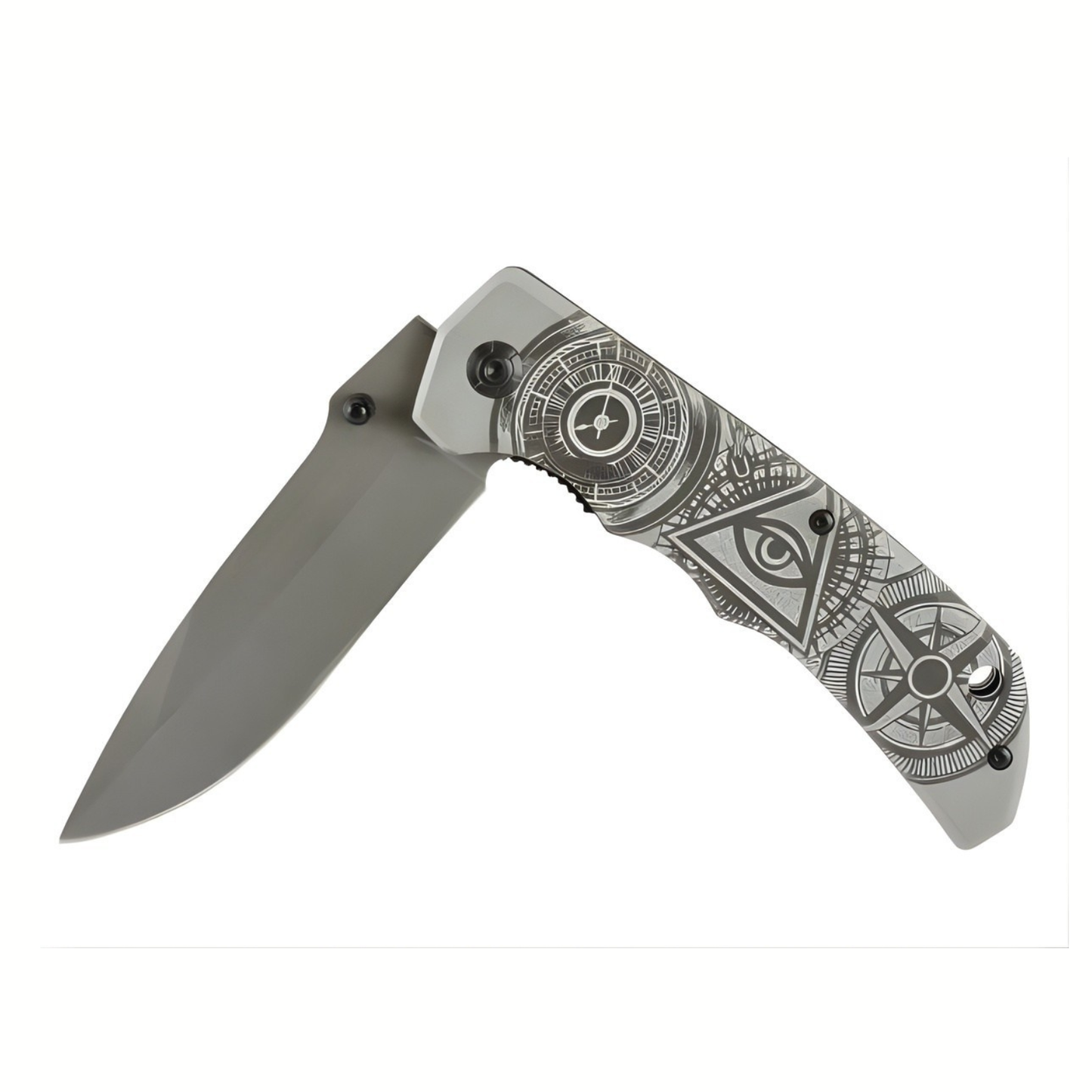 Cutit Pliabil Outdoor 22.5 cm Alb, Lama Inox cu Blocare, Clip Curea, Cutit Multifunctional pentru Camping, Drumetii