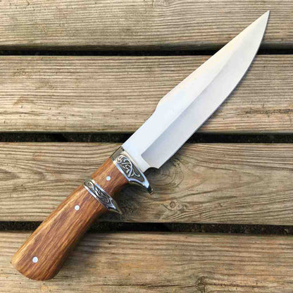 Cutit Camping Full Tang 31 cm Otel Inox Maner Lemn Lama Fixa cu Husa