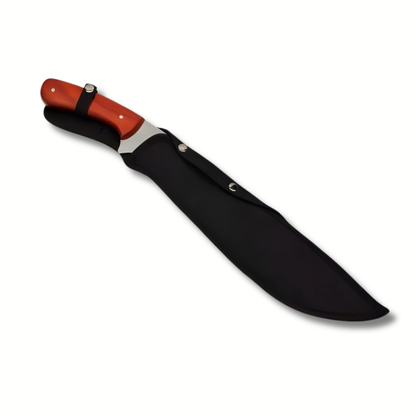 Cutit Outdoor Mare 47 cm cu Lama Inox 34 cm, Maner Lemn, Husa Inclusa, Unealta pentru Camping si Activitati in Natura