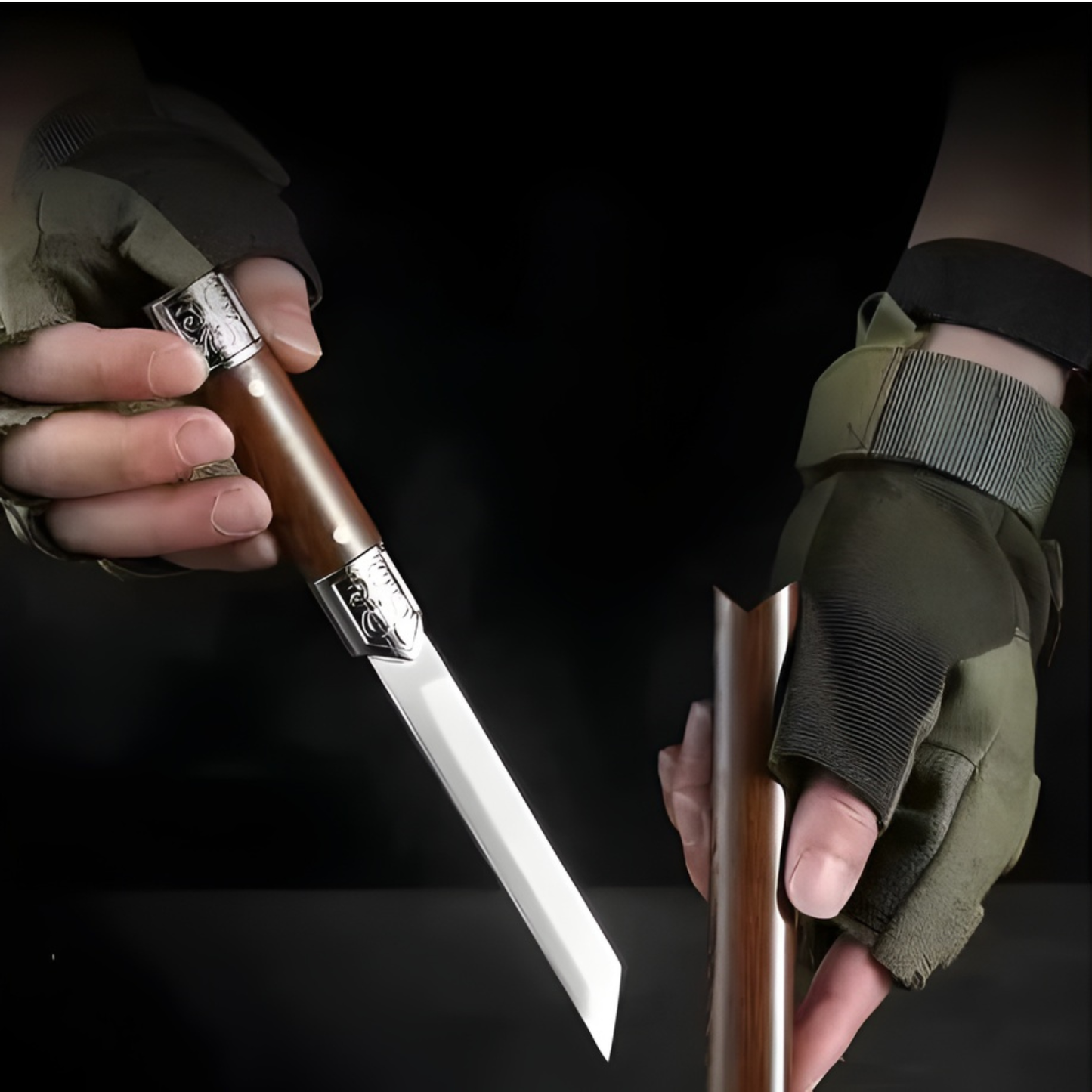 Cutit Decorativ Tip Katana Tanto 19.5 cm, Lama Inox, Maner Ergonomic, Cutit Outdoor si de Colectie cu Husa