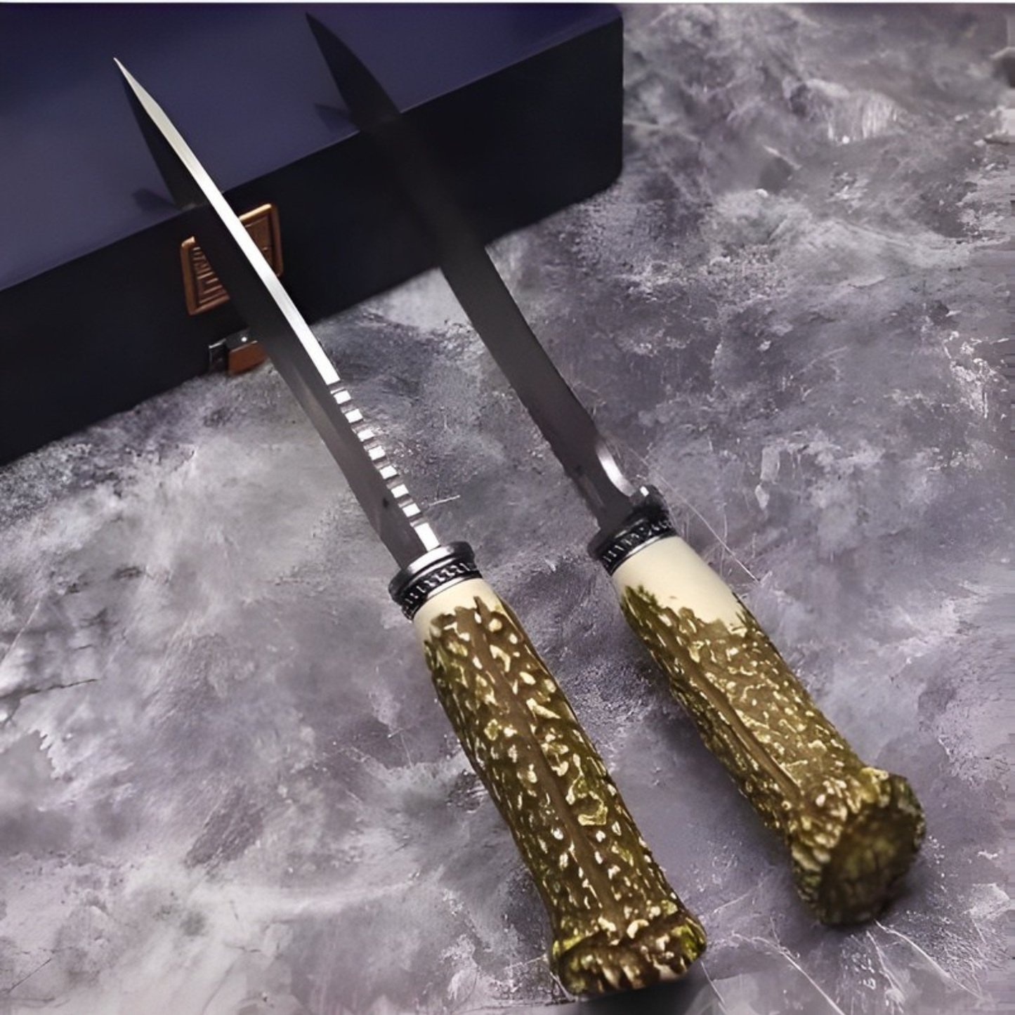 Cutit Outdoor Finka 30 cm cu Husa, Lama Fixa , Maner Otel si Lemn, Cutit pentru Camping, Drumetii si Bushcraft