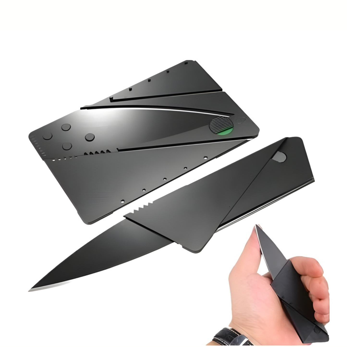 Cuțit Portabil tip card, Ultra Subțire, Transformabil, Lama Inox 65mm, Design Compact pentru Buzunar
