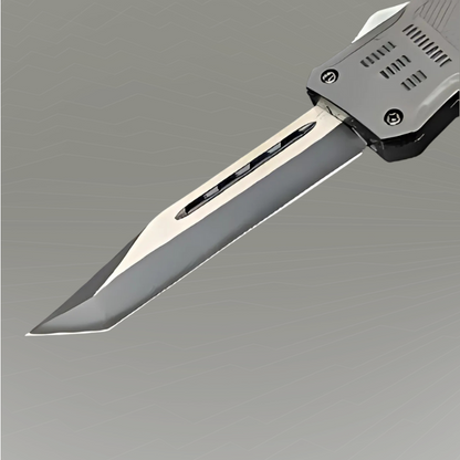 Cutit Automat Cu Arc, Otel Inoxidabil 440, 20.5 cm, Lama 8 cm, Negru, Teaca Cordura, Spargator Sticla