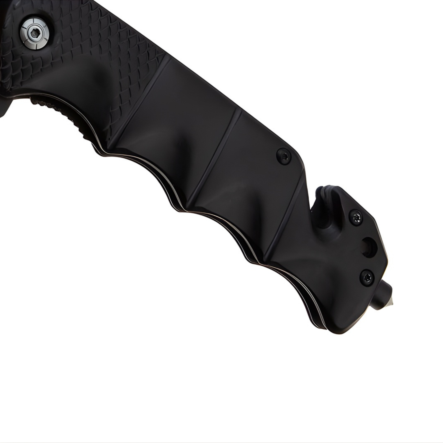 Cutit Pliabil Outdoor 23 cm Negru Lama Inox Taietor Centura Spargator Geam
