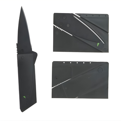 Cuțit Portabil tip card, Ultra Subțire, Transformabil, Lama Inox 65mm, Design Compact pentru Buzunar