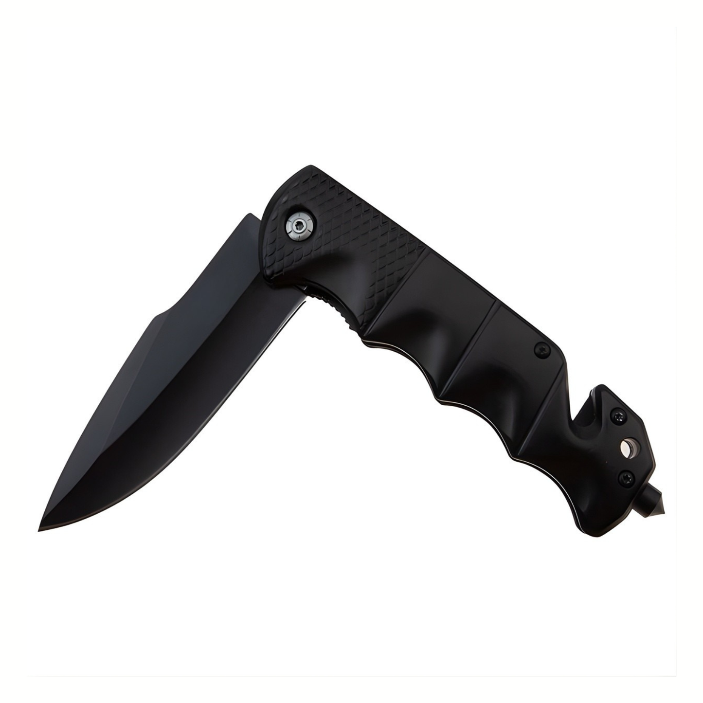 Cutit Pliabil Outdoor 23 cm Negru Lama Inox Taietor Centura Spargator Geam