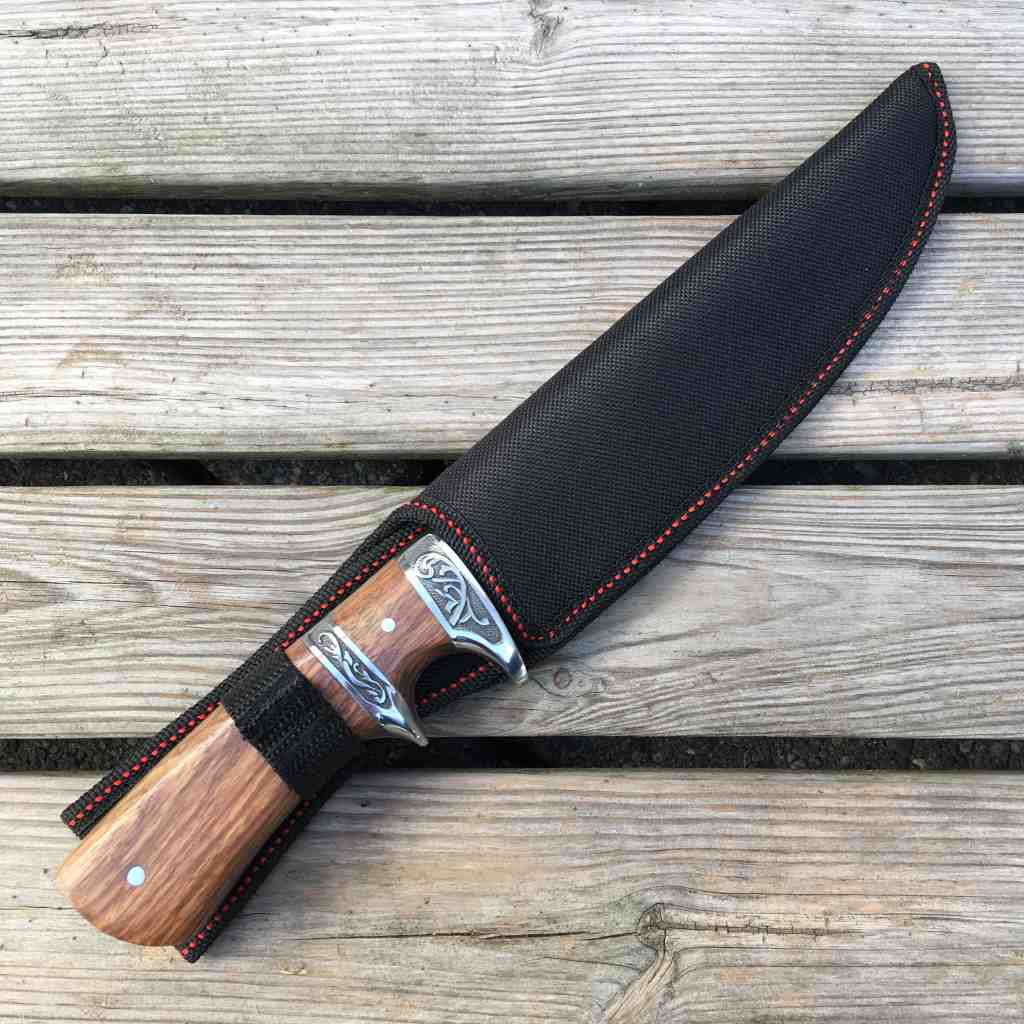Cutit Camping Full Tang 31 cm Otel Inox Maner Lemn Lama Fixa cu Husa