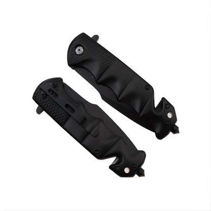 Cutit Pliabil Outdoor 23 cm Negru Lama Inox Taietor Centura Spargator Geam