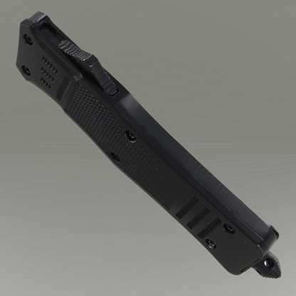 Cutit Automat Cu Arc, Otel Inoxidabil 440, 20.5 cm, Lama 8 cm, Negru, Teaca Cordura, Spargator Sticla