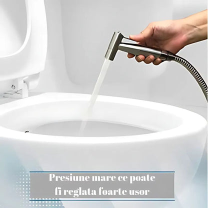 Cap Dus cu Functie Bideu, Cap T, cu Furtun Protectie Metal 1.43 m, Sistem Agatare, Mufa Racord si Accesorii