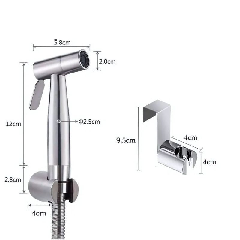 Cap Dus cu Functie Bideu, Cap T, cu Furtun Protectie Metal 1.43 m, Sistem Agatare, Mufa Racord si Accesorii