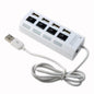 Hub USB 2.0 cu 4 porturi, comutator individual, indicator LED, compatibil universal, transfer date 480 Mbps, Plug & Play, alimentare USB, alb