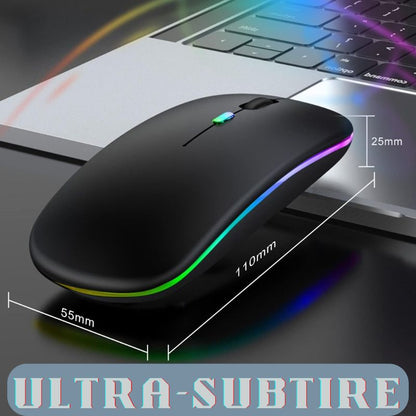 Mouse optic wireless cu iluminare LED RGB, negru, USB si Bluetooth, 3 trepte DPI, baterie reincarcabila, plug & play, compatibil PC si laptop