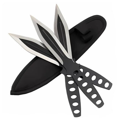 Set 3 Cutite De Aruncat Ballistic Blades, 22.5 cm, Negru, Otel Inoxidabil, Husa Cordura Inclusa