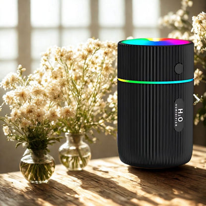 Umidificator aer cu ultrasunete si difuzor de parfum, USB, 220 ml, Negru, Compact, 68 x 68 x 115 mm